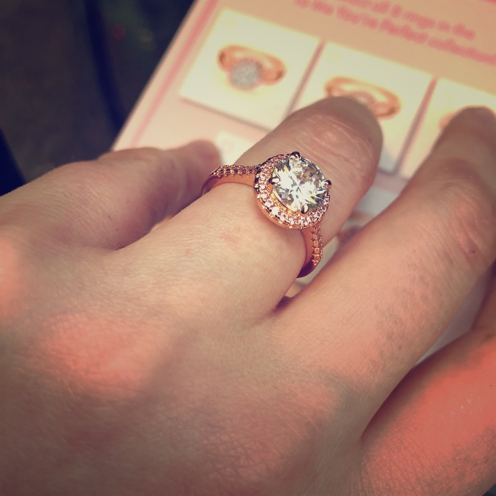 Rose and gold size 7 diamond ring